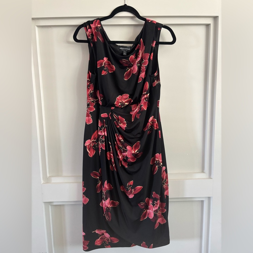 Floral Black and Pink Women's Dress